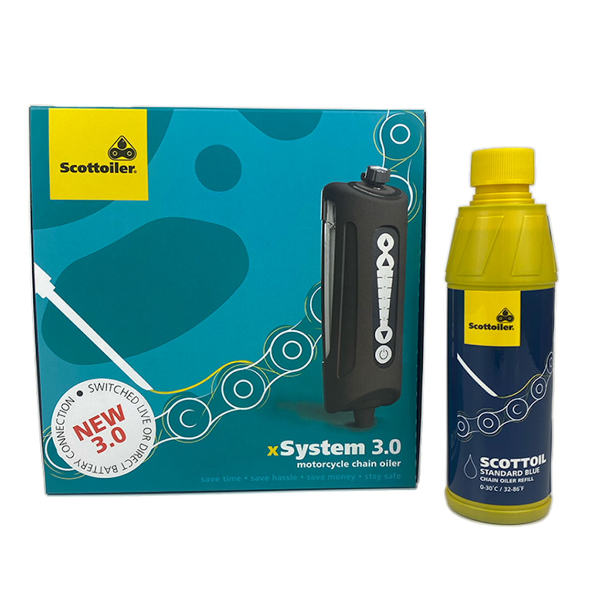 Scottoiler xSystem 3.0, Scottoiler Kit: xSystem inkl. 250ml blaues Traditional Öl Scottoiler xSystem 3.0, Scottoiler Kit: xSystem inkl. 250ml blaues Traditional Öl von Scottoiler