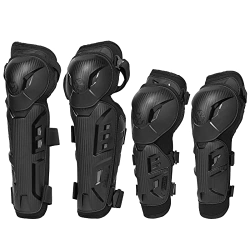 Scoyco 4PCS Motorrad Knieschienerschütze Verstellbare Ellbogenschutzpolster Nonslip Knie Cap Pads Protektor für Motocross Racing Protective Gear von Scoyco