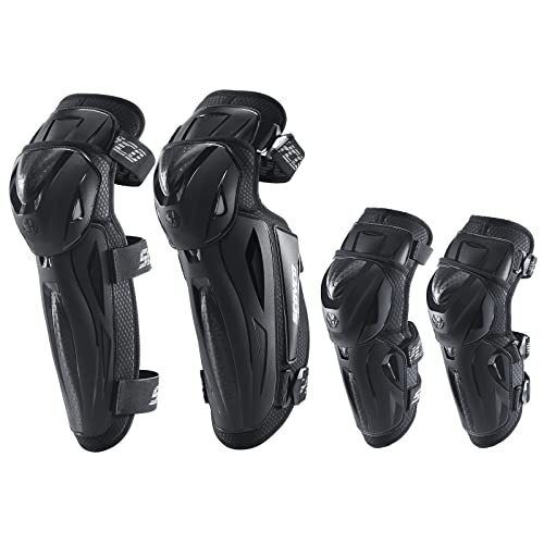 Scoyco 4 Stücke Motorrad Knie Schienbeinschützer Pads 3 Sektionen Einstellbare Knie Ellenbogen Kappe Pads Protector Armor CE Level 2 Long Leg Sleeve Protective Gear für Motocross Radfahren Racing von Scoyco