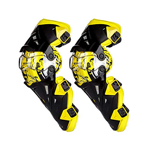 Scoyco Motorrad Radfahren Knieschützer Motocross Racing Beinschutz Pads Schutzausrüstung für Motocross Enduro Verstellbare & elastische Klettbänder 2 Pcs (Yellow) von Scoyco