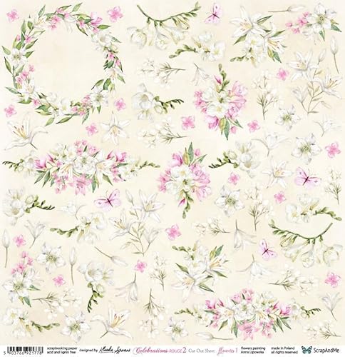 Scrapbooking Papier 30x30 - ScrapAndMe - Celebrations Rouge 2 Flowers 1- Ausstechform Scrapbooking Papier 30x30 - ScrapAndMe - Celebrations Rouge 2 Flowers 1- Ausstechform von ScrapAndMe