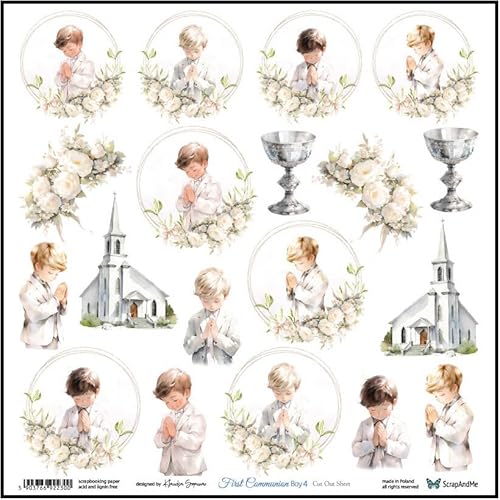 Scrapbooking Papier 30x30 - ScrapAndMe - First Communion boy 4 - Ausstechform Scrapbooking Papier 30x30 - ScrapAndMe - First Communion boy 4 - Ausstechform von ScrapAndMe