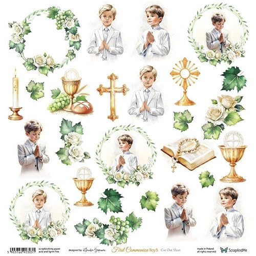 Scrapbooking Papier 30x30 - ScrapAndMe - First Communion boy 5 - Ausstechform Scrapbooking Papier 30x30 - ScrapAndMe - First Communion boy 5 - Ausstechform von ScrapAndMe