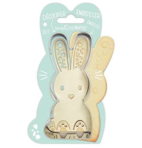 ScrapCooking - Hase Ausstecher & Stempel Set - Ostern Ausstecher für Plätzchen, Kekse, Fondant - Edelstahl Ausstecher & Holz Stempel - Backform Zubehör Hasen Tieren Geburstag Deko - 2099 von ScrapCooking