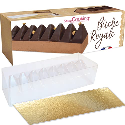SCRAP COOKING - Set für Holzscheite Royale – originelles Weihnachts-Desserset – mit Backform, goldfarbenem Ständer und Schokoladenrezept – hergestellt in Frankreich – 1938 von ScrapCooking