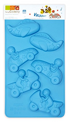 ScrapCooking 3149 Verkehr Backform Silikon Blau 33 x 17,5 x 3 cm von ScrapCooking
