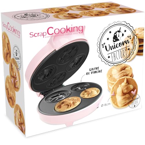 ScrapCooking 3886 Waffelautomat für Waffeln & Pfannkuchen Einhorn – Unicorn Factory – Gerät mit Antihaftbeschichtung – Geschenkidee zum Backen und Backen – inkl. Rezept – Rosa von ScrapCooking