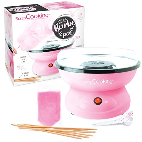 ScrapCooking 3900 Zuckerwattemaschine Cotton Candy Factory Ø 28 cm, Mit Stäbchen, Messlöffel, Süße Zubereitung, Elektrisches Gerät Für Zuhause,Geburtstagsparty, Rosa, Kunststoff, Standard von ScrapCooking