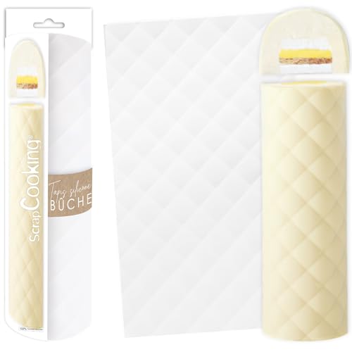 ScrapCooking – Backmatte aus Silikon "Gesteppt" – 3D-Weihnachtskuchenform mit Relief – 28,3 x 18 cm – Profiqualität – Backen, Dessert, Kuchen Original – mit Rezept – Weiß – 2974 von ScrapCooking