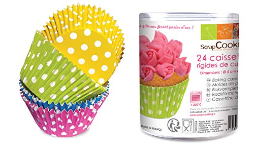 ScrapCooking 5090 gepunktet 24 Stück Muffinförmchen-Kochfeld Papier geeignet im Kontakt Lebensmittel Mehrfarbig 9 x 8 x 8 cm von ScrapCooking