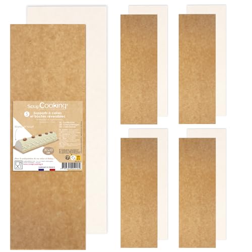 ScrapCooking - 5er-Set Tortenunterlage - 30 x 10 cm - Kraftkarton & Weiß - Rechteckige Kuchen, Gebäck - 5216 von ScrapCooking