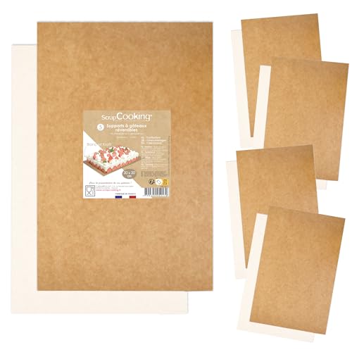 ScrapCooking - 5er-Set Tortenunterlage Rechteckig - 30 x 20 cm - Kraftkarton & Weiß - Cake Board Rechteckig, Backwaren - 5217 von ScrapCooking