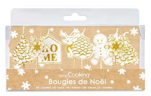 ScrapCooking - 8 goldene Weihnachtskerzen - 5062 von ScrapCooking