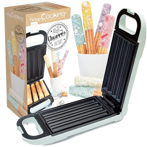 ScrapCooking - Churros Maker Factory - Elektrisch Churros-Maschine Presse - Mit Antihaftbeschichteter Heizplatte, 180° drehbar - Rezept Inklusive - Wassergrün - 3888 von ScrapCooking
