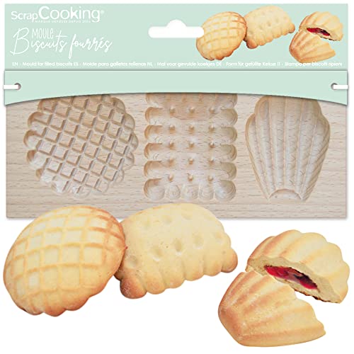 ScrapCooking 2150 Gefüllte Keksform "Petit Biscuits" - Holz Schokoladenbackform - Obstmarmelade und -aufstrich - Madeleineschale - Gebäckutensilien von ScrapCooking