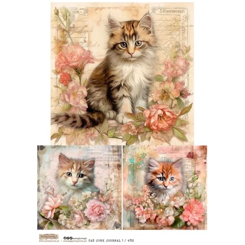 Reispapier A4 Scraplove - Scrapbooking Decoupage - Cat Junk Journal 1 Katze mit Blumen Reispapier A4 Scraplove - Scrapbooking Decoupage - Cat Junk Journal 1 Katze mit Blumen von ScrapLove