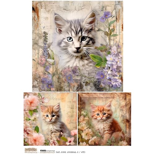 Reispapier A4 Scraplove - Scrapbooking Decoupage - Cat Junk Journal 2 Katzen Blumen Reispapier A4 Scraplove - Scrapbooking Decoupage - Cat Junk Journal 2 Katzen Blumen von ScrapLove