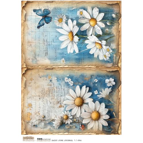 Reispapier A4 Scraplove - Scrapbooking Decoupage - Daisy Junk Journal 1 Gänseblümchen Marienkäfer Schmetterling Reispapier A4 Scraplove - Scrapbooking Decoupage - Daisy Junk Journal 1 Gänseblümchen Marienkäfer Schmetterling von ScrapLove