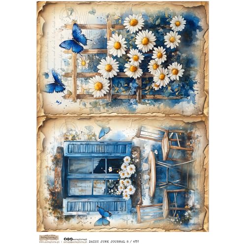 Reispapier A4 Scraplove - Scrapbooking Decoupage - Daisy Junk Journal 8 Fenster Blumen Gänseblümchen Schmetterling Reispapier A4 Scraplove - Scrapbooking Decoupage - Daisy Junk Journal 8 Fenster Blumen Gänseblümchen Schmetterling von ScrapLove