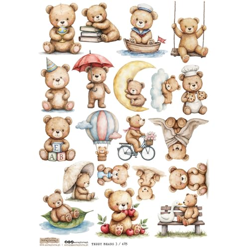 Reispapier A4 Scraplove - Scrapbooking Decoupage - Teddy Bears 3 Bären Reispapier A4 Scraplove - Scrapbooking Decoupage - Teddy Bears 3 Bären von ScrapLove