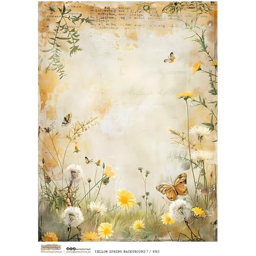 Reispapier A4 Scraplove - Scrapbooking Decoupage - Yellow Spring Background 1 Streublumen Schmetterlinge Reispapier A4 Scraplove - Scrapbooking Decoupage - Yellow Spring Background 1 Streublumen Schmetterlinge von ScrapLove