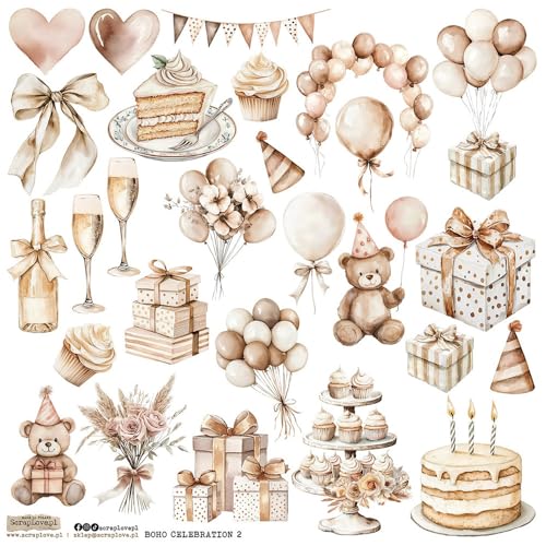 Scrapbooking Papier Sticker - ScrapLove - Boho Celebration 2 Ballons Geschenke Torte Scrapbooking Papier Sticker - ScrapLove - Boho Celebration 2 Ballons Geschenke Torte von ScrapLove