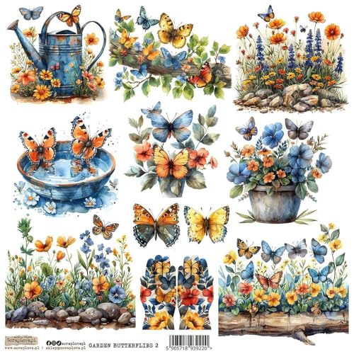 Scrapbooking Papier Sticker - ScrapLove - Garden Butterflies 2 Schmetterlinge in Blumen Scrapbooking Papier Sticker - ScrapLove - Garden Butterflies 2 Schmetterlinge in Blumen von ScrapLove