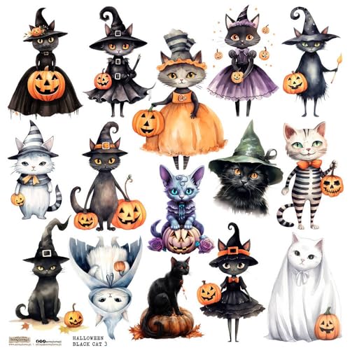 Scrapbooking Papier Sticker - ScrapLove - Halloween Black Cat 3 Katzen von ScrapLove