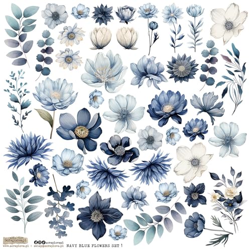 Scrapbooking Papier Sticker - ScrapLove - Navy Blue Flowers Set 1 blaue Blumen Scrapbooking Papier Sticker - ScrapLove - Navy Blue Flowers Set 1 blaue Blumen von ScrapLove