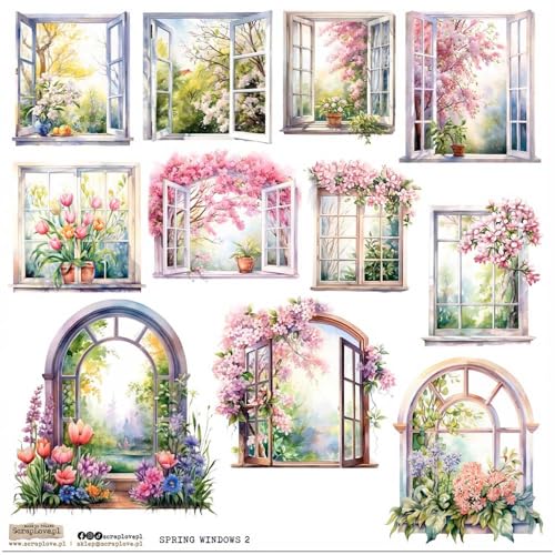 Scrapbooking Papier Sticker - ScrapLove - Spring Windows 2 Blumen im Fenster von ScrapLove