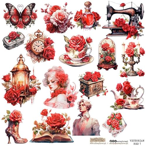 Scrapbooking Papier Sticker - ScrapLove - Victorian red 1 Scrapbooking Papier Sticker - ScrapLove - Victorian red 1 von ScrapLove