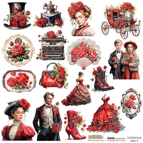Scrapbooking Papier Sticker - ScrapLove - Victorian red 2 Scrapbooking Papier Sticker - ScrapLove - Victorian red 2 von ScrapLove