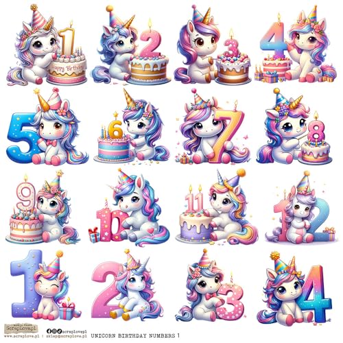 Scrapbooking Papieraufkleber - ScrapLove - Unicorn Birthday Numbers 1 Einhörner Geburtstag Scrapbooking Papieraufkleber - ScrapLove - Unicorn Birthday Numbers 1 Einhörner Geburtstag von ScrapLove
