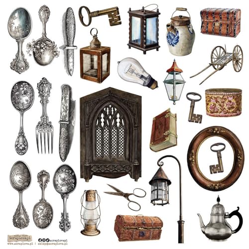 Scrapbooking Papieraufkleber - ScrapLove - Vintage Object 2 Besteck Truhe Buch Schlüssel Scrapbooking Papieraufkleber - ScrapLove - Vintage Object 2 Besteck Truhe Buch Schlüssel von ScrapLove