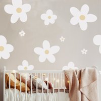Große Gänseblümchen Wandaufkleber Stoff Wiederverwendbare Repositionierbare Wandtattoos Boho Kinderzimmer Dekor Floral Wallpaper Alternative von ScrappyDoodlesWall