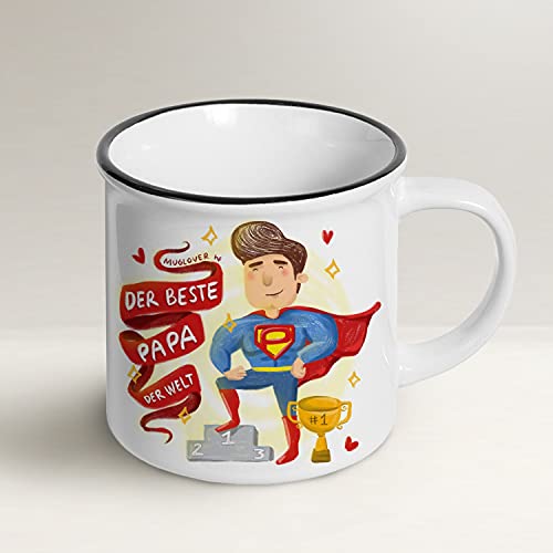 Mug Lover - Der beste Papa der Welt - (DEUTSCH) - Geschenkidee Tasse mit Umschlag und Grußkarte und Organza-Säckchen. von Scratch Lover