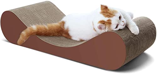 Kratzpappe Kratzbretter Katze für Katzen Katzenkratzbretter Katzenkratzer Karton Lounge Bett (Braun, Knochen, 60 * 24cm) von FluffyDream