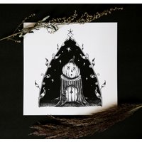 Midnight Magick Kunstdruck, Halloween Druck, Jack O Laterne Kunst, Kürbis Dekor, Gruselige Wand Goth Whimsical Art von ScreamPrintShop