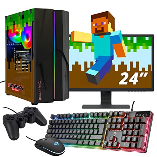 ScreenON - Minecraft Game PC Set - X10999 -V1 (Gaming PC + 24 Zoll Monitor + Tastatur + Maus + Controller) Game Computer for Minecraft von ScreenOn
