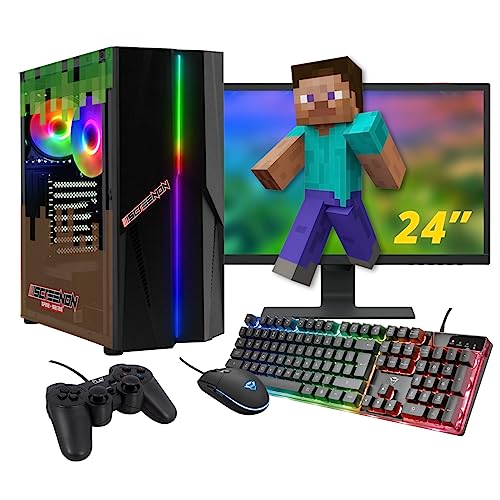 ScreenON - Minecraft Gamer Set – Gaming Komplett PC - AMD Athlon 300GE - 480GB M.2 SSD - Radeon Vega 3 - Game PC X10999 - WLAN von ScreenOn