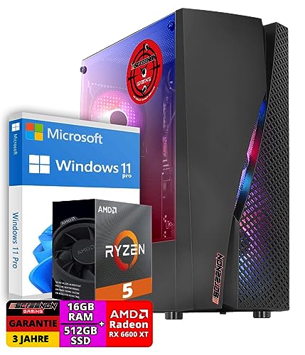 ScreenOn Gaming PC Ryzen 5 5700G • Radeon RX 6600XT (8 GB) Grafikkarte • 16 GB RAM DDR4 3200 MHz • 512 GB m.2 • Windows 11 Pro • WLAN 300 MBit/s • Gaming PC Computer mit 3 Jahren Garantie! von ScreenOn