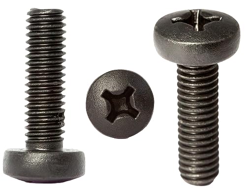 M5 (5 mm x 12 mm) schwarze Zink-Flake Kreuzschlitz-Maschinenschrauben, metrischer Stahl, Vollgewinde, DIN 7985 (20 Stück) von Screws City