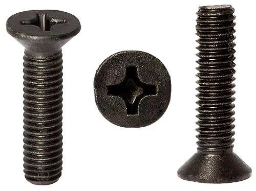 M5 (5 mm x 40 mm) schwarze Zink-Flake-Kreuzschlitz-Maschinenschrauben, metrischer Flachkopf, Stahl, Vollgewinde, DIN 965 (20 Stück) von Screws City