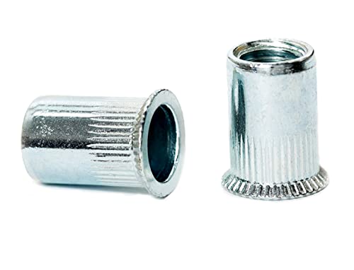 M5 x 13 mm Senkkopf, offenes Ende, Blindnietmuttern, zylindrisch, gerillter Schaft, metrisch, AN318, verzinkter Stahl, Gewindeeinsatz, Nietmuttern (20 Stück) von Screws City