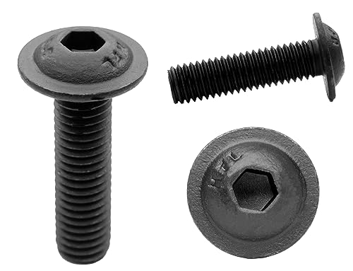 M6 (6 mm x 12 mm) schwarze Zink-Flake 10,9 Flansch-Halbrundkopfschrauben Inbusschrauben Schrauben (20 Stück) von Screws City