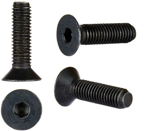 M6 (6 mm x 40 mm) schwarze Zink-Flake 10.9 Innensechskant-Senkkopfschrauben Flachkopf (20 Stück) von Screws City
