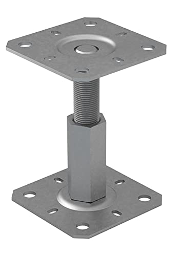 Robuster, verzinkter, verstellbarer 100–150 mm erhöhter Pfostenfuß für Pergola, Terrasse, Pavillon (100 mm x 100 mm) von Screws City