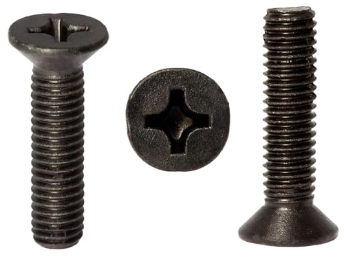 Schwarze Zink-Flake-Kreuzschlitz-Maschinenschrauben, metrischer Flachkopf, Stahl, Vollgewinde, DIN 965, 20 Stück (M5 x 70 mm) von Screws City