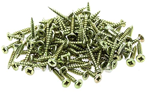 Spanplattenschrauben, klein, Stahl, 2,5 x 16 mm, Gelb, 100 Stück von Screws City