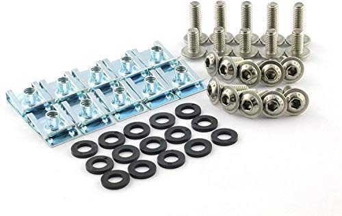 10x Verkleidungsschrauben M5 Satz für Motorrad Schnappmutter/Clips M5x16mm / Unterlagscheiben schwarz von Screws4Bikes
